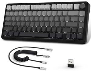 AJAZZ x Attack Shark X85 Teclado Mecánico de Junta,75% Teclado Inalámbrico para Juegos con Knob,Acolchado de 5 Capas,PBT Side-Printed Keycap,BT/2,4G/USB-C,Interruptor Lineal,Hot-Swap,RGB,para PC,Mac