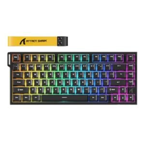 ATTACK SHARK R82 HE Teclado 8000Hz Rapid Trigger, Precisión RT de 0,005 mm, Teclado Gaming RGB con Cable 75% con Interruptor Magnético, Actuación Ajustable, Snap Tap, para PC/Mac, Negroa