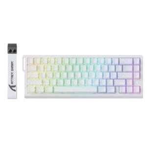ATTACK SHARK X68 HE Teclado 8000Hz Rapid Trigger, Teclado Gaming RGB con Interruptor Magnético de 60%, Precisión RT de 0,01 mm, Actuación Ajustable, Snap Tap, para PC/Mac, Contornos Blancos