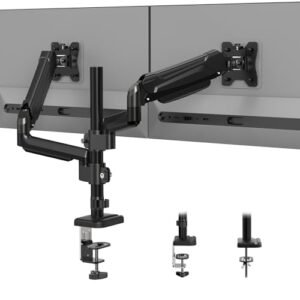 BONTEC Soporte Monitor Doble para 13-32 Pulgadas, Brazo Monitor Ergonómico con Resorte de Gas y Gestión de Cables, Inclinación Giro Rotación, Soporte 2 Monitores VESA 75/100 mm, hasta 9 kg