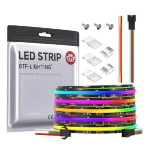 BTF-LIGHTING Tira LED FCOB SPI RGB WS2811 IC 12V 5m 720LEDs/m PCB negro