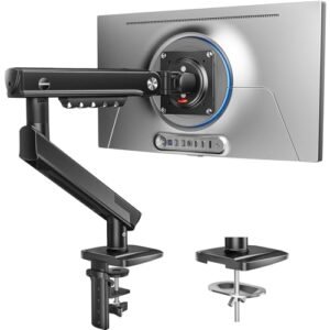 HUANUO Soporte Monitor de Escritorio para Pantallas 13-32″, Brazo Monitor Sin Hundimiento, Instalación rápida y Sencilla, hasta 2-9 kg, VESA 75/100 mm, Montaje con Abrazadera y Ojal