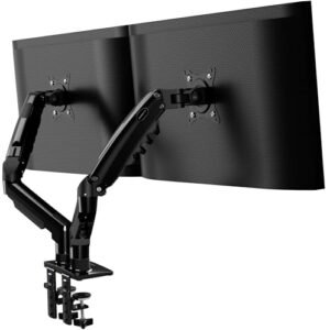 Invision Soporte Monitor Brazo para Pantallas 19-32 Pulgadas, VESA 75/100mm, Abrazadera Escritorio Soporte, Ajuste de Altura con Inclinación, Giratorio, Rotar, Capacidad Carga 2-9kg MX400 Brazo Doble