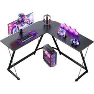 ODK Escritorio Gaming en L,120x120cm, Fibra Carbono Negro