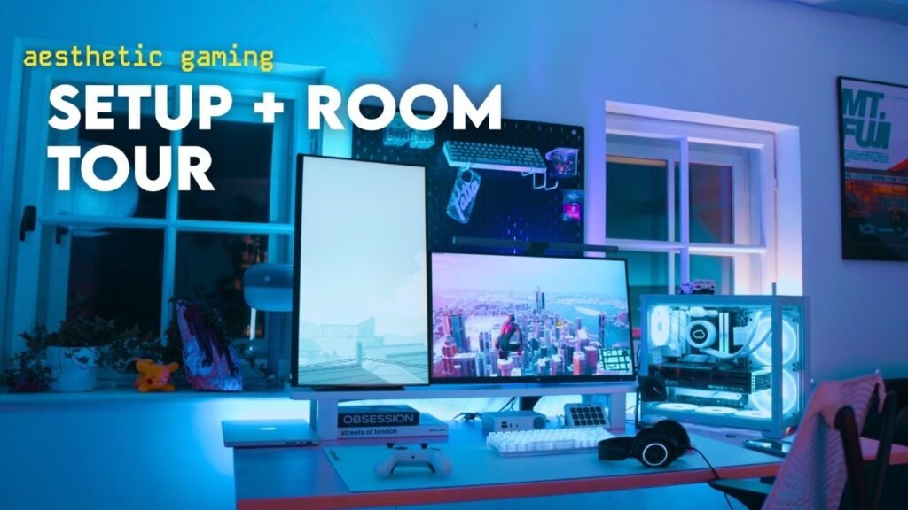 Setup dual monitor aesthetic y room tour cozy