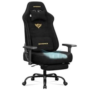 SONGMICS Silla Gaming Ergonómica de Escritorio, Tela de Ante, hasta 200 kg