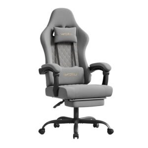 WOLTU Silla Gaming,Ergonómica Silla Gamer con Soporte Lumbar,Gris+Amarillo