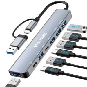 Hub USB 3.0,USB Hub 7 en 1 USB C HUB,HUB Incluye 1*USB 3.0 5Gbps, 4 *USB 2.0, 2 * USB-C,Adaptador USB,regleta USB Compatible para MacBook,iMac,iPad,Surface, XPS, PC, Windows, Linux, portátiles, etc.